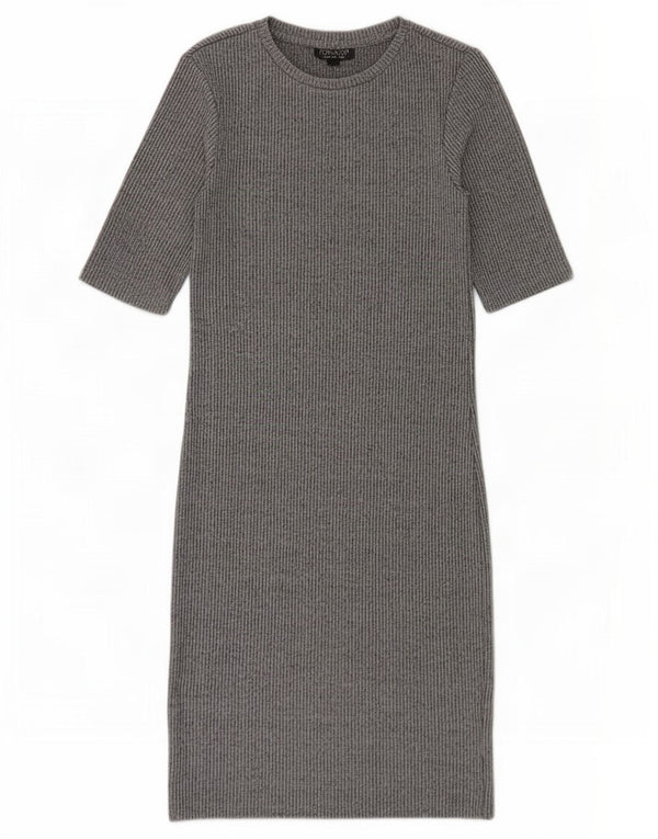 Topshop Womens Short Sleeves Jumper Dress UK 10 Small Grey Polyester