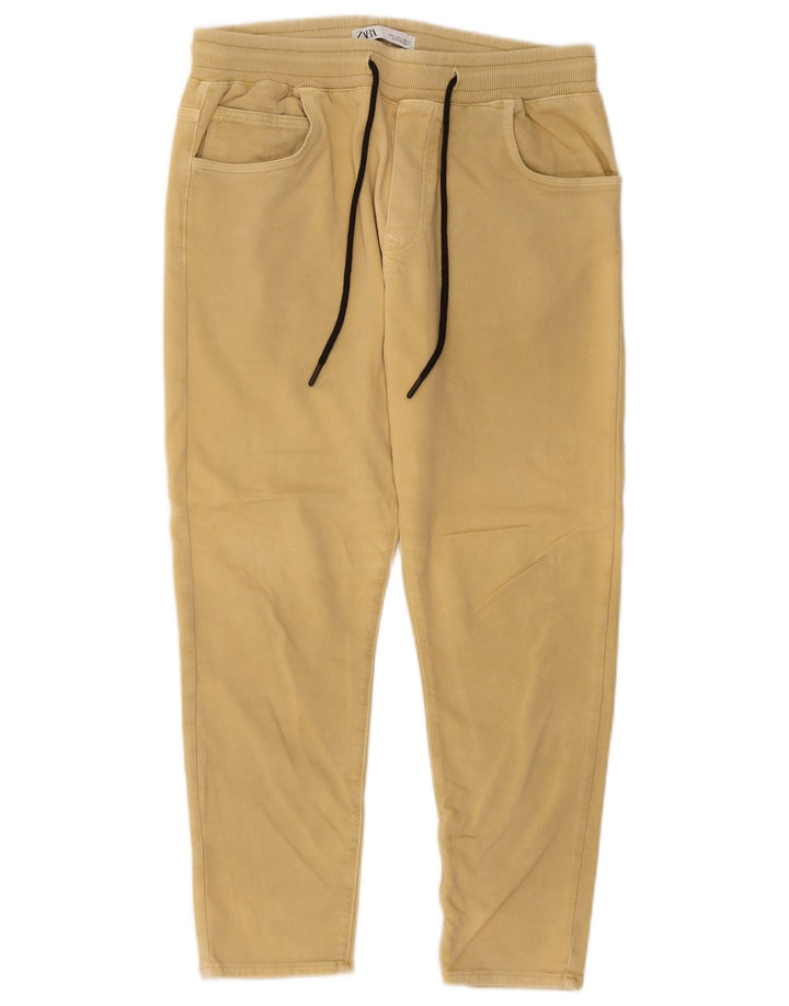 Ανδρικό Slim Cropped Παντελόνι Zara Μεγάλο W32 L25 Κίτρινο
