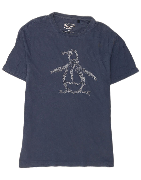 Ανδρικό γραφικό T-shirt Penguin Top Large Blue Cotton