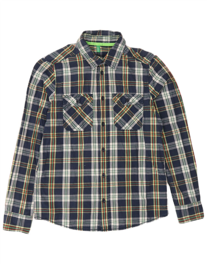 BENETTON Αγόρι πουκάμισο 9-10 ετών Navy Blue Check