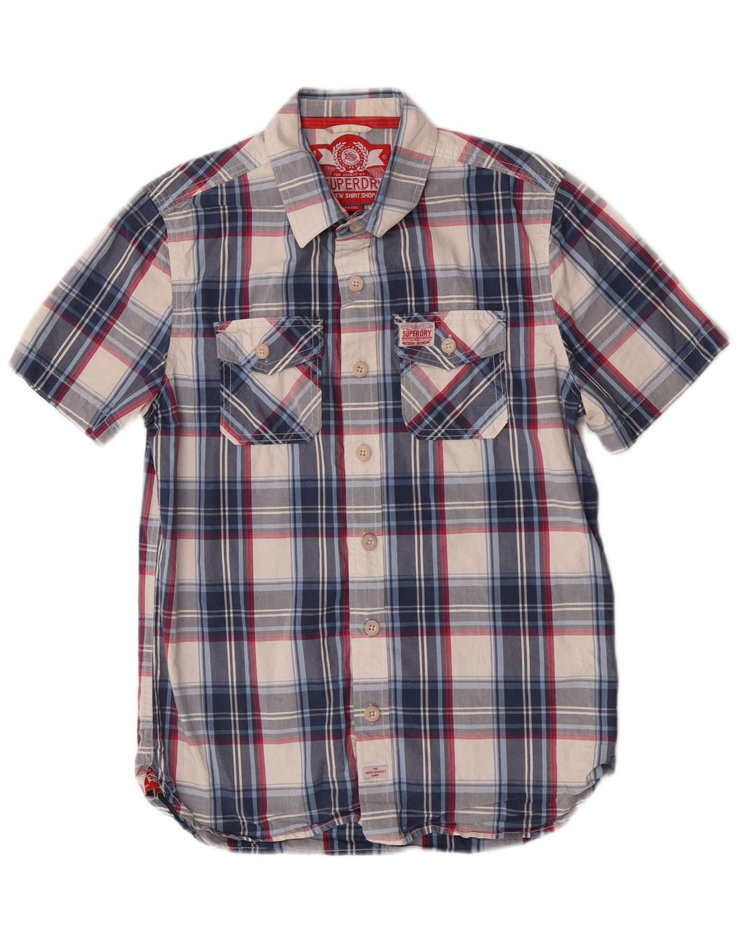 Ανδρικό κοντομάνικο πουκάμισο Superdry μεγάλο μπλε βαμβακερό