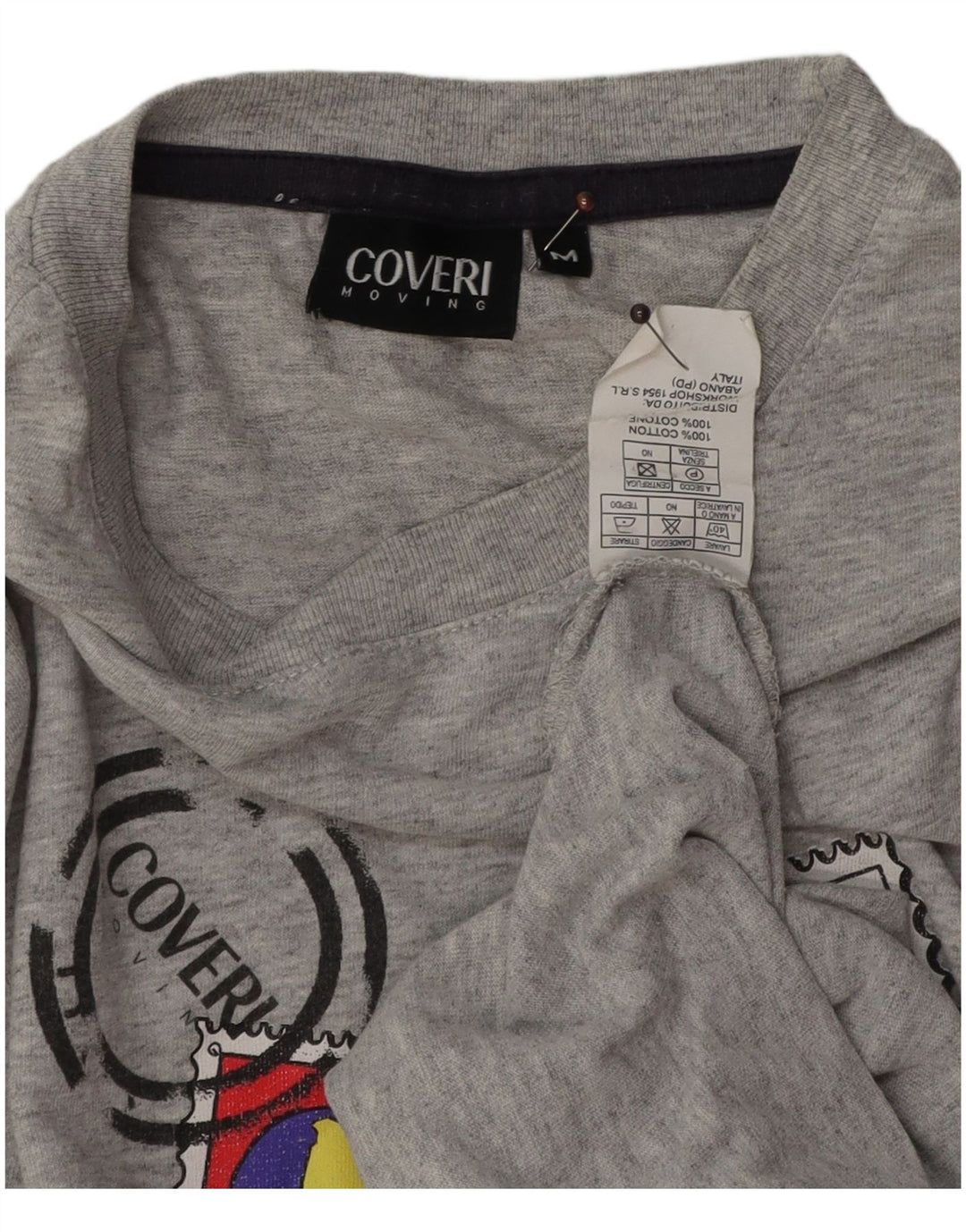 Ανδρικό γραφικό T-Shirt Coveri Τοπ μεσαίου γκρι βαμβακερό