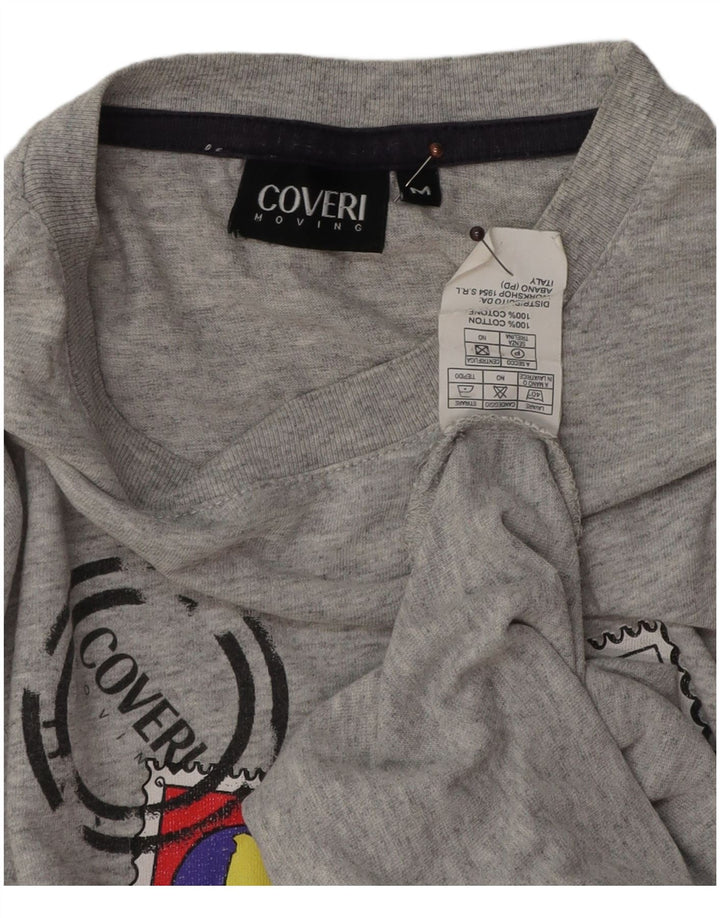 Ανδρικό γραφικό T-Shirt Coveri Τοπ μεσαίου γκρι βαμβακερό