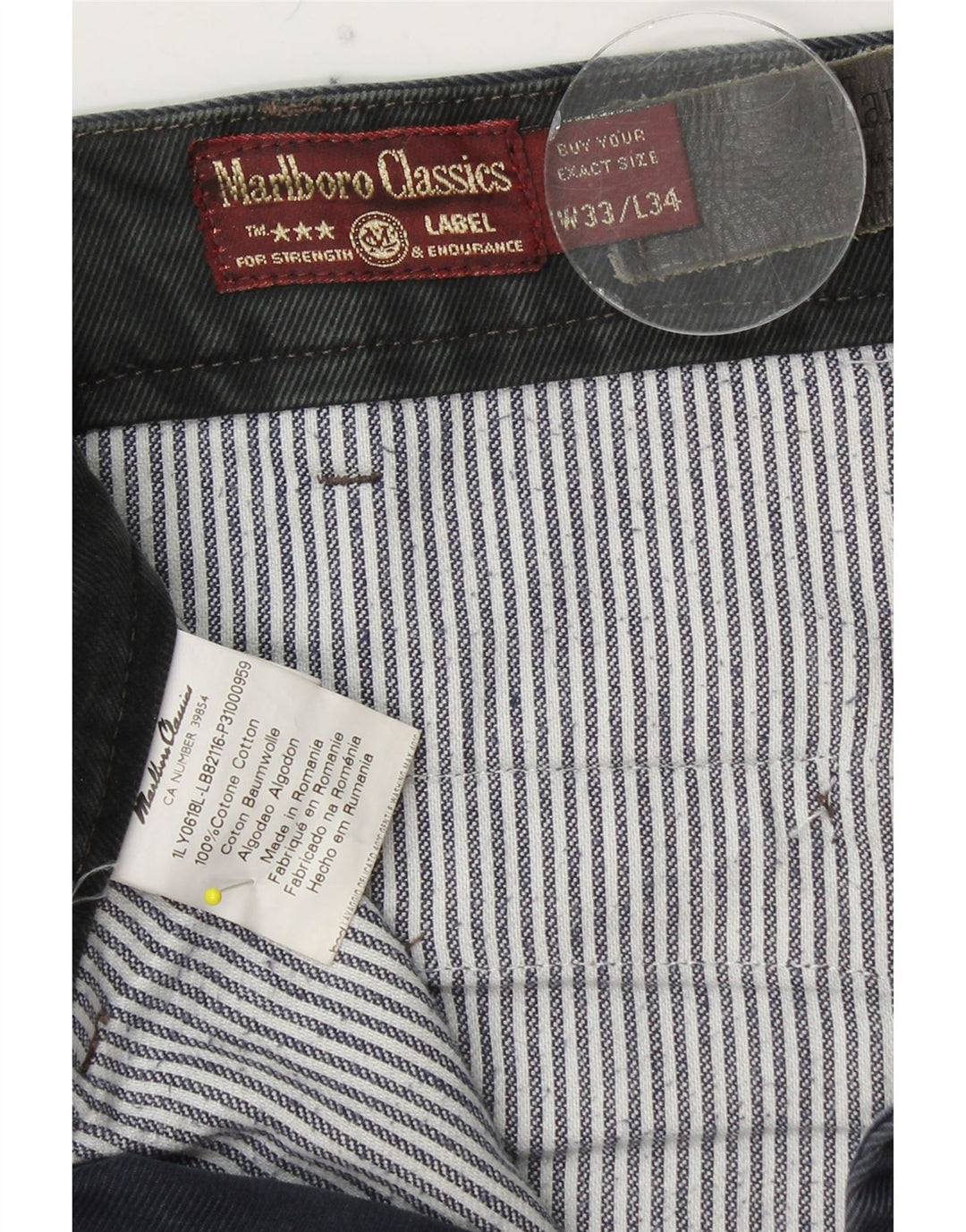 MARLBORO CLASSICS Ανδρικό ίσιο παντελόνι Chino W33 L28 Navy Blue Cotton