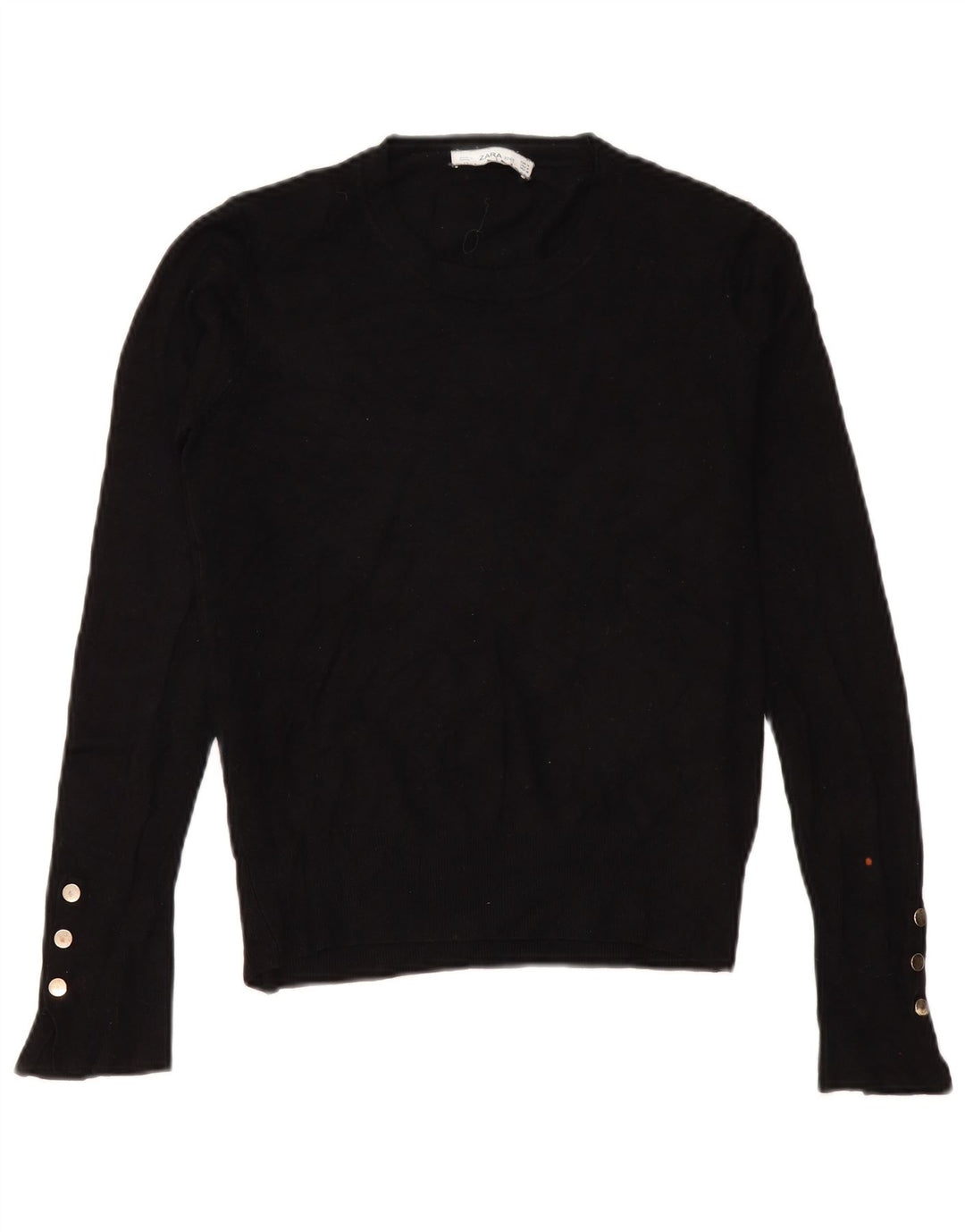 Zara Γυναικείο πουλόβερ με λαιμόκοψη UK 14 Medium Μαύρο