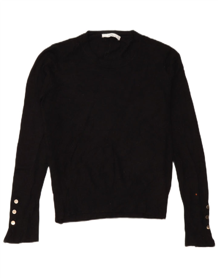 Zara Γυναικείο πουλόβερ με λαιμόκοψη UK 14 Medium Μαύρο