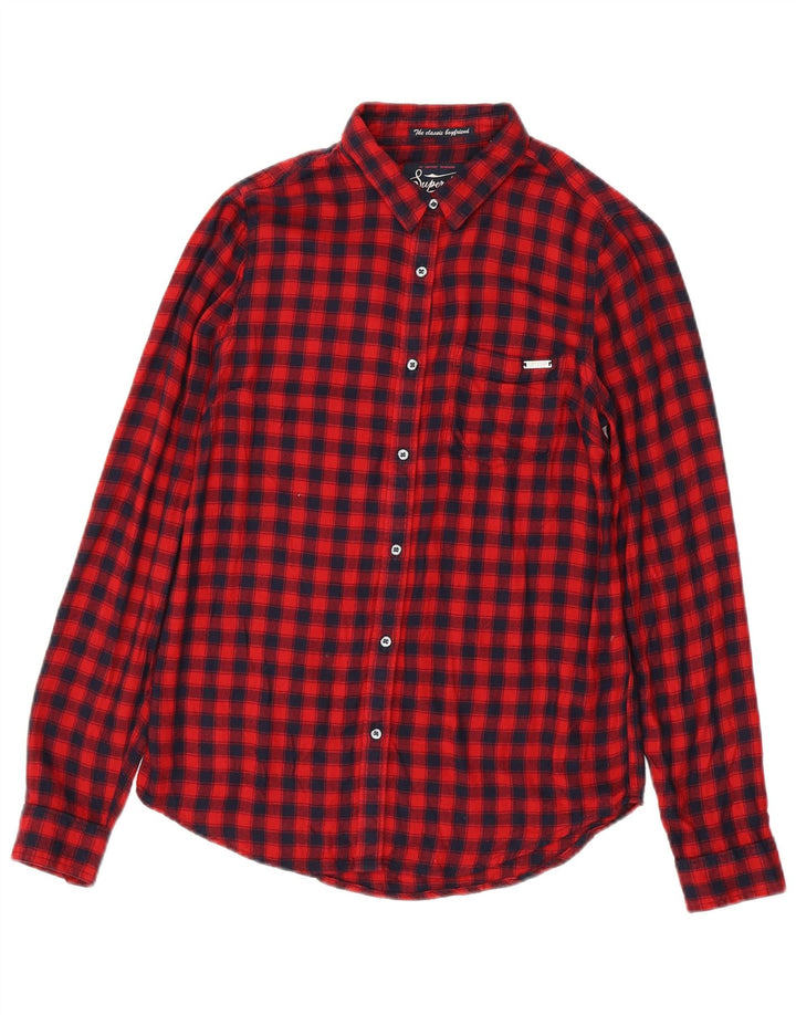 Γυναικείο φανελένιο πουκάμισο SUPERDRY UK 6 XS Red Check Viscose