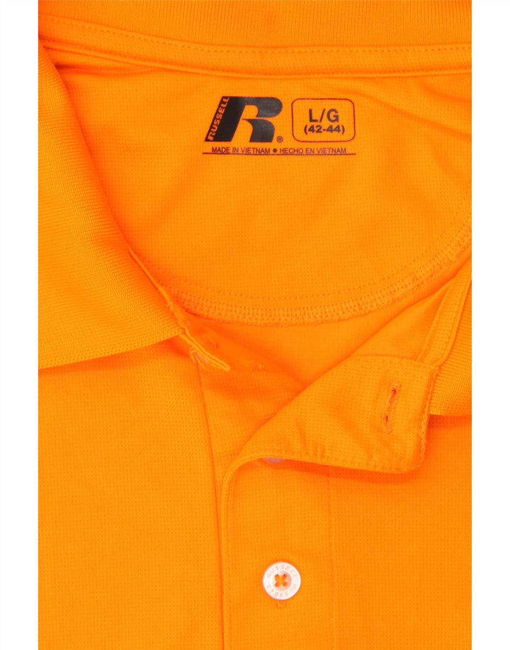RUSSELL ATHLETIC Mens Polo Shirt Large Orange Polyester Vintage Russell Athletic and Second-Hand Russell Athletic from Messina Hembry 