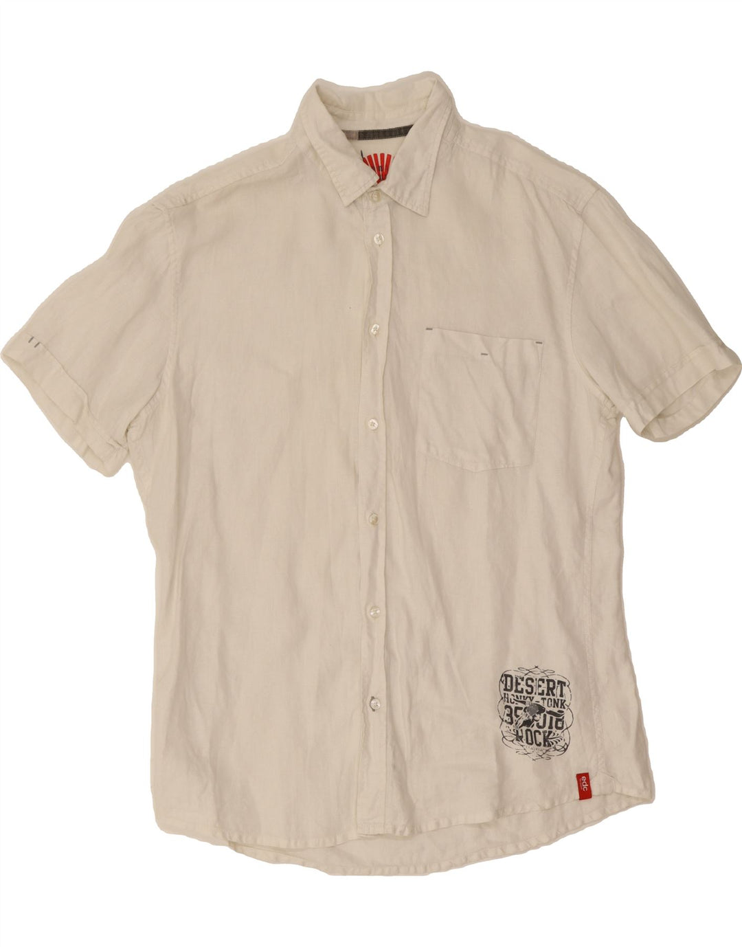 ESPRIT Mens Graphic Short Sleeve Shirt Large White Vintage Esprit and Second-Hand Esprit from Messina Hembry 