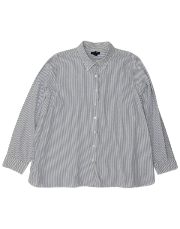 Lands End γυναικείο πουκάμισο UK 26 5XL Blue Pinstripe Βαμβακερό