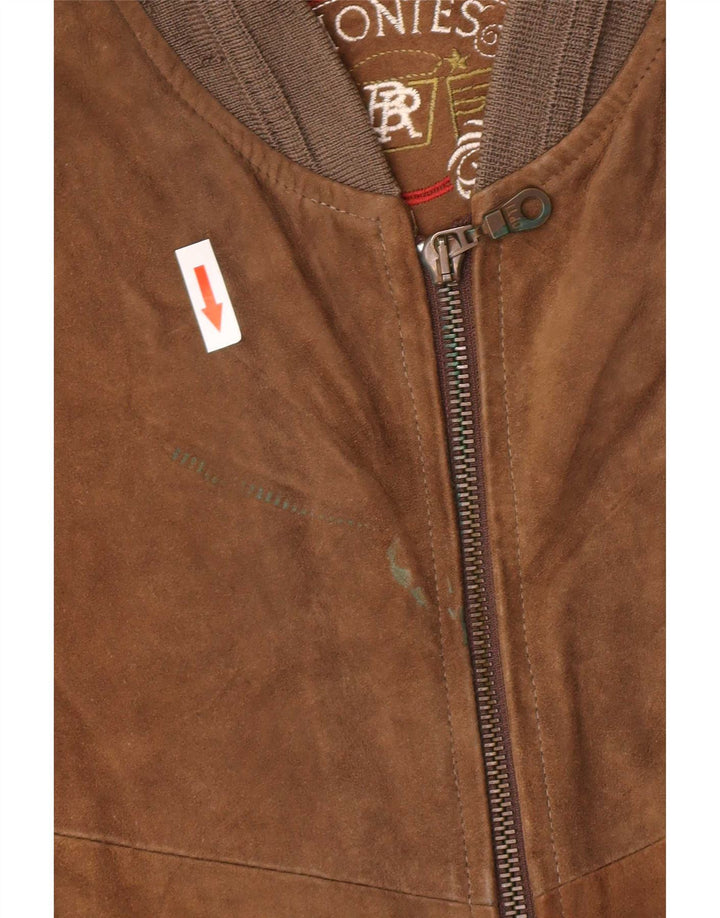 Montes Ανδρικό Suede Bomber Jacket EU 52 XL Καφέ Δερμάτινο