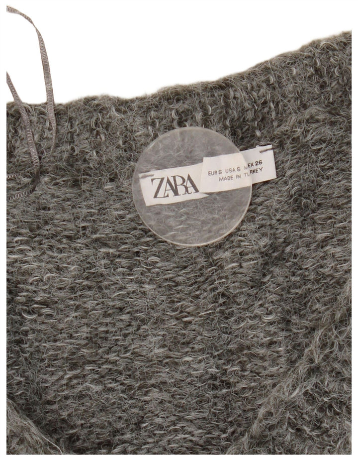 Zara Γυναικείο πουλόβερ ζακέτα oversized UK 10 Small Grey