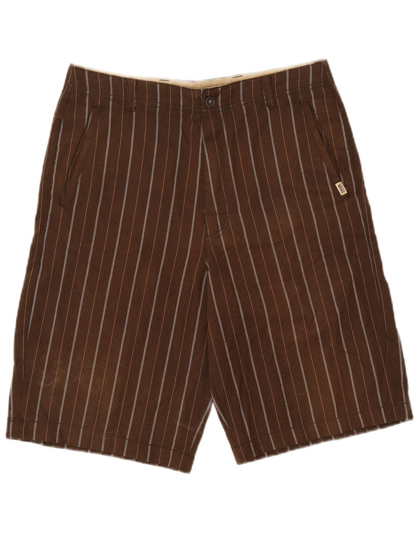Vans Mens Chino Shorts W28 Small  Brown Striped Polyester
