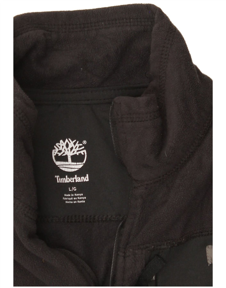 TIMBERLAND Mens Zip Neck Fleece Jumper Large Black