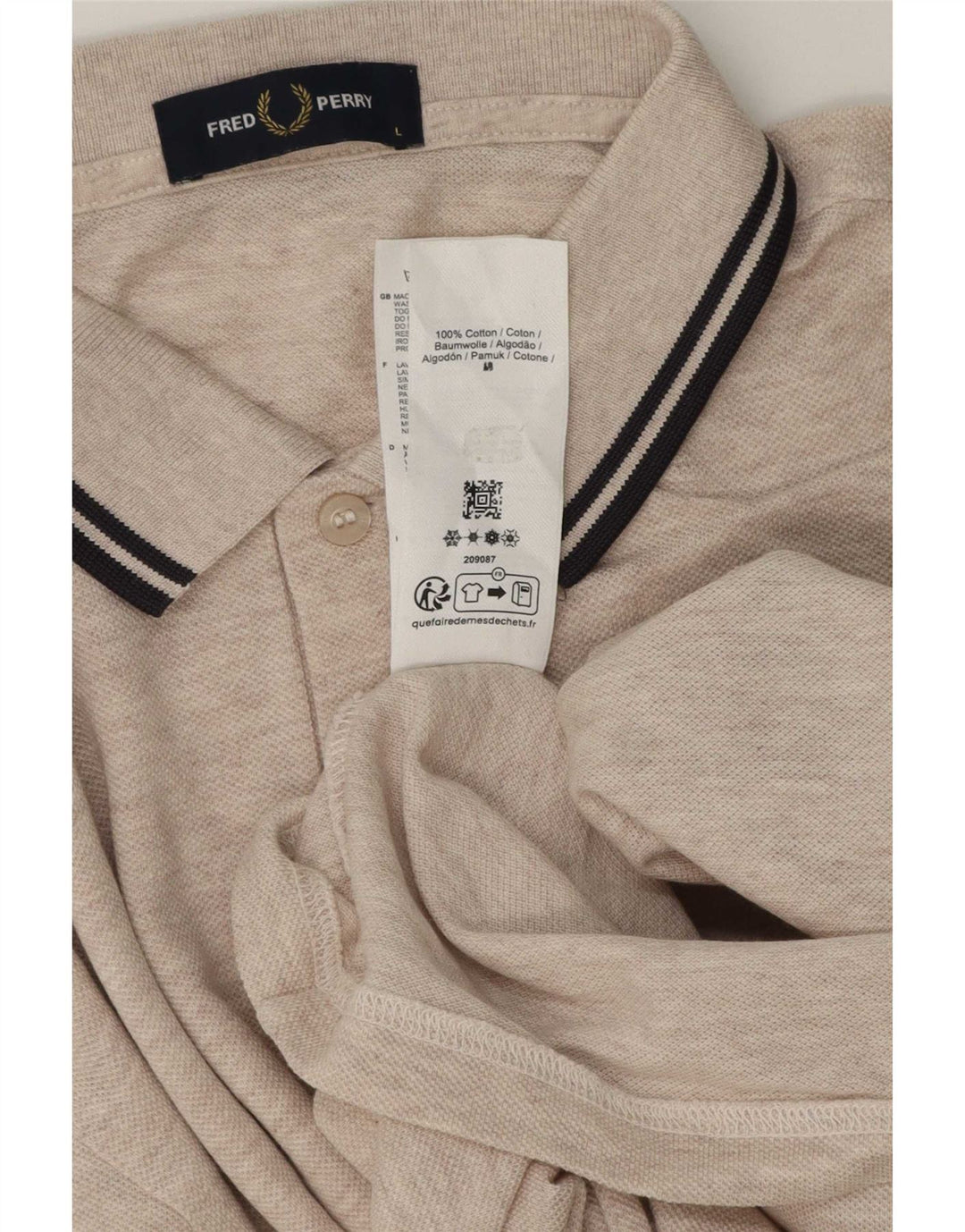 Fred Perry Ανδρικό Πόλο Μπλουζάκι μεγάλο μπεζ βαμβακερό