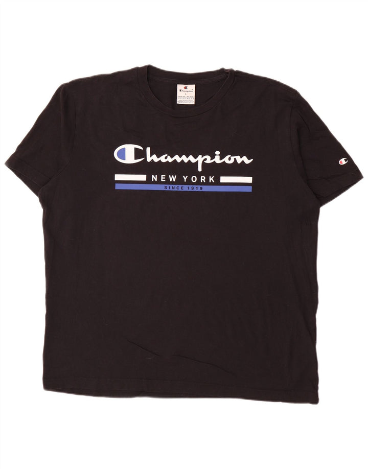 Ανδρικό γραφικό T-Shirt Champion Top μεγάλο μαύρο βαμβακερό