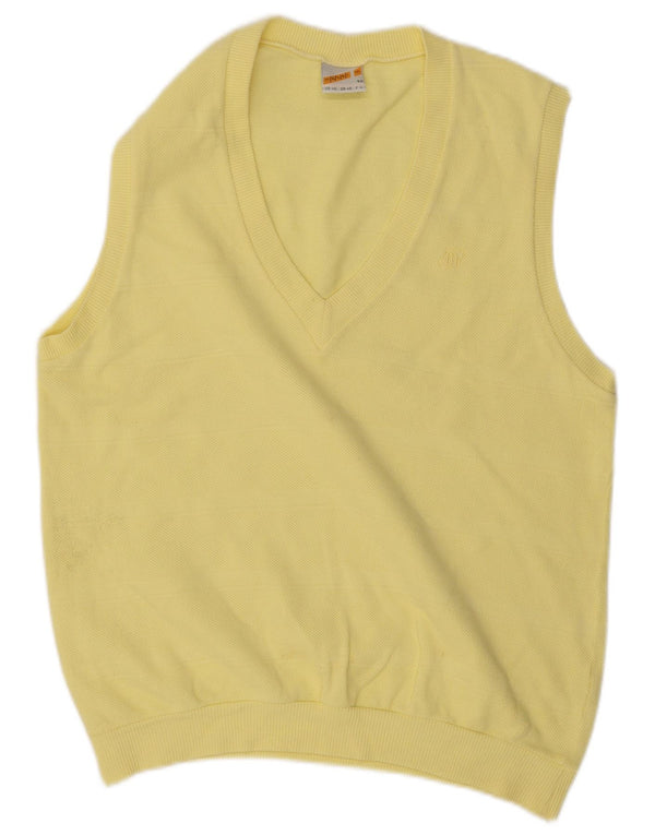 Maser M Mens Vest Tank Top UK 40 Medium Yellow Cotton