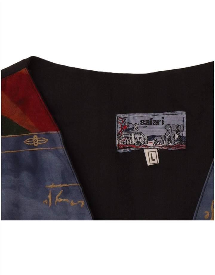 Vintage ανδρικό γιλέκο αφηρημένο μοτίβο μεγάλο μπλε