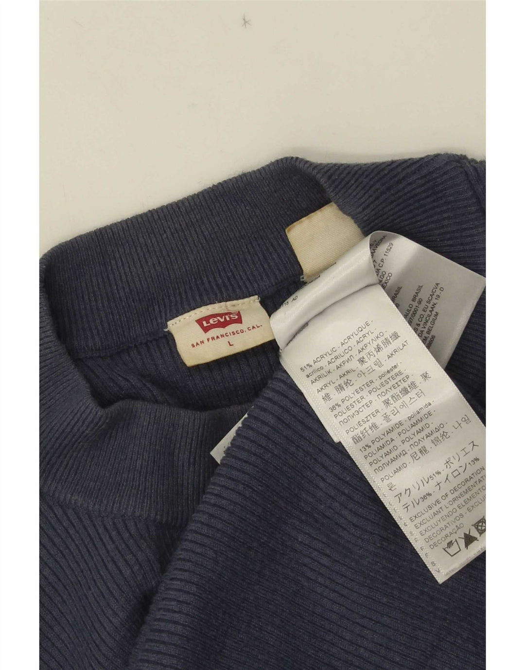 Γυναικείο τοπ Levi's μακρυμάνικο UK 14 Large Navy Blue Acrylic