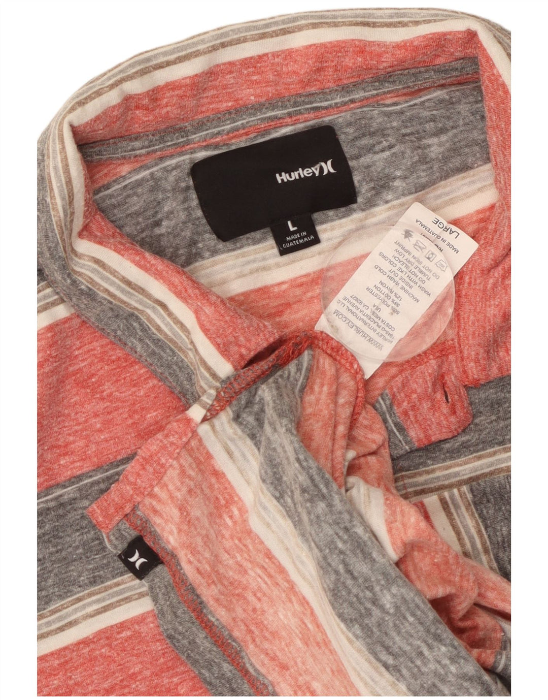 Ανδρικό μπλουζάκι πόλο Hurley μεγάλο ροζ ριγέ πολυεστέρα