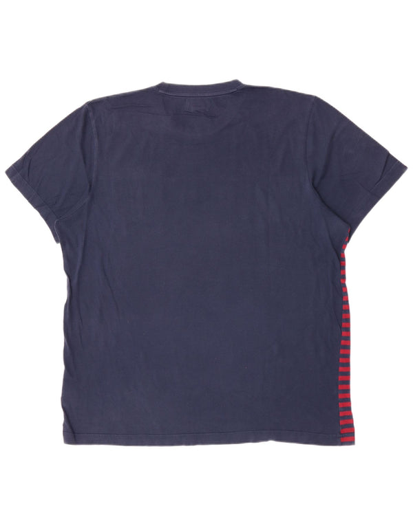 Ανδρικό T-Shirt Adidas Top Large Navy Blue ριγέ βαμβακερό