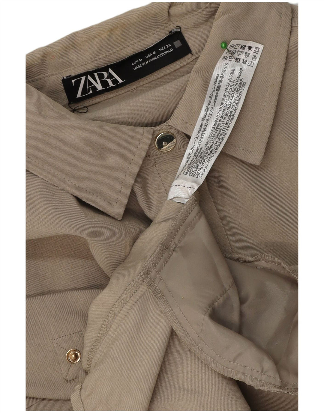 Zara Γυναικείο πουκάμισο Oversized Φόρεμα UK 14 Medium Beige Viscose