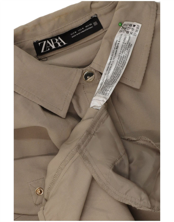 Zara Γυναικείο πουκάμισο Oversized Φόρεμα UK 14 Medium Beige Viscose