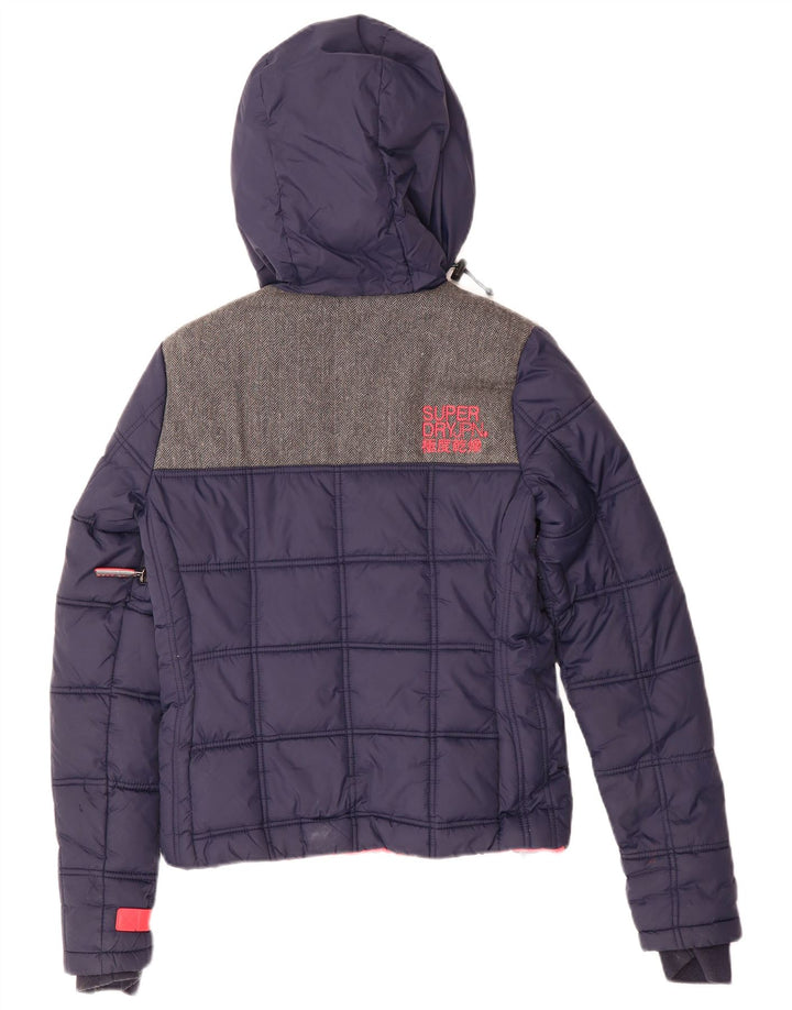 Superdry γυναικείο μπουφάν σκι με κουκούλα UK 6 XS Navy Blue Polyester