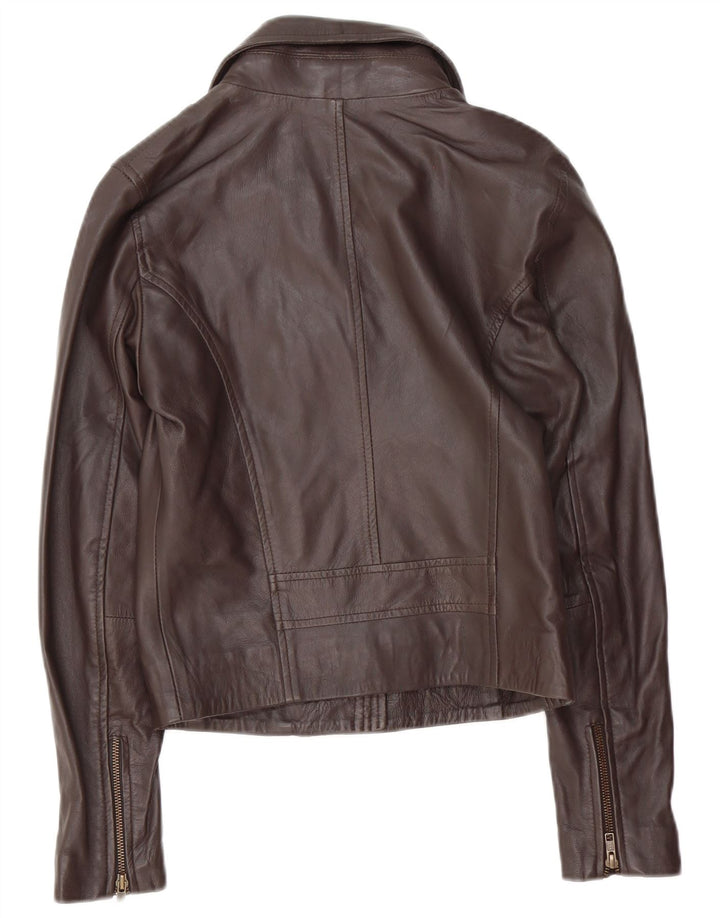 Vintage Γυναικείο Δερμάτινο Μπουφάν Biker UK 12 Δερμάτινο μεσαίο καφέ