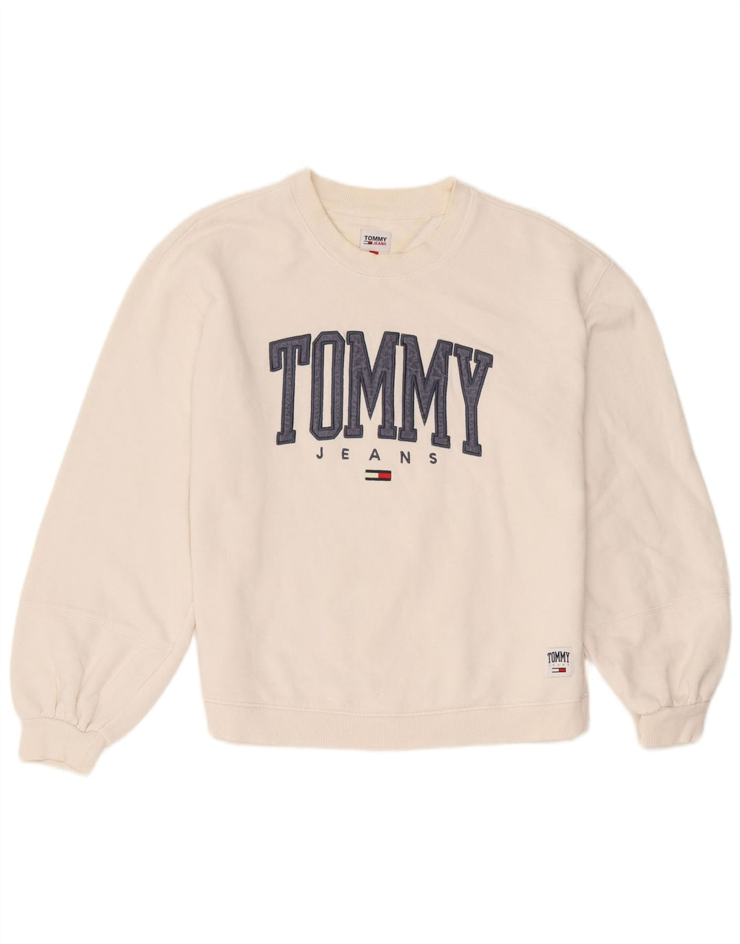 Γραφικό ανδρικό φούτερ Tommy Hilfiger, μεσαίο λευκό βαμβακερό