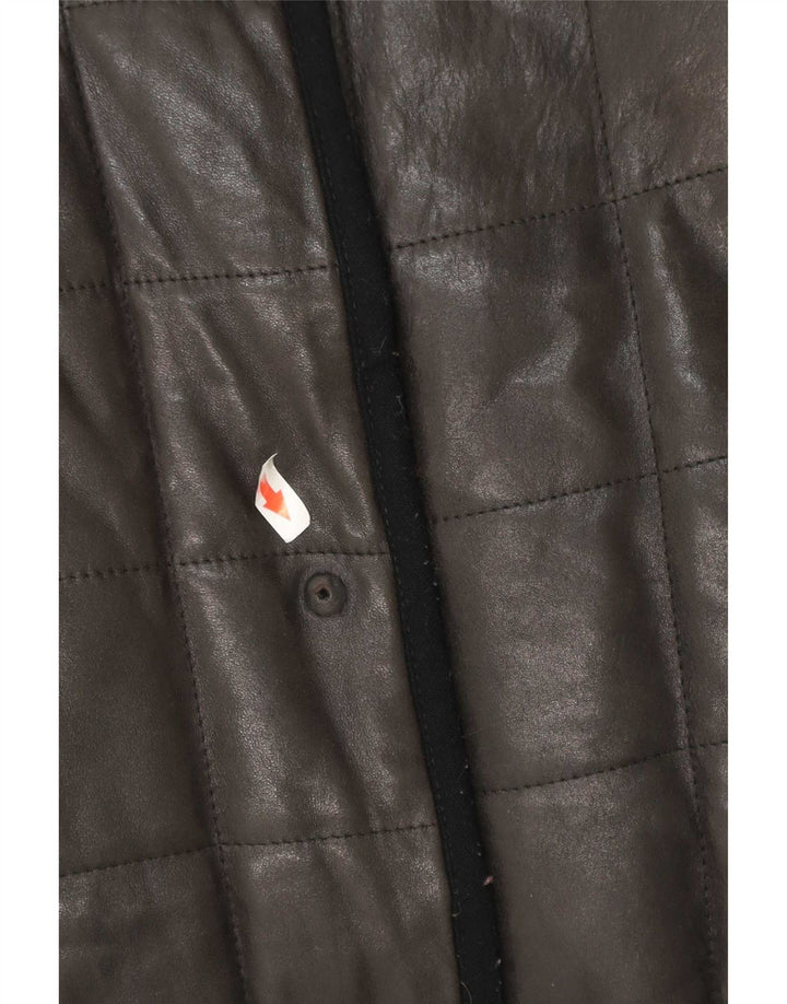 Vintage γυναικείο δερμάτινο παλτό UK 12 Medium Black