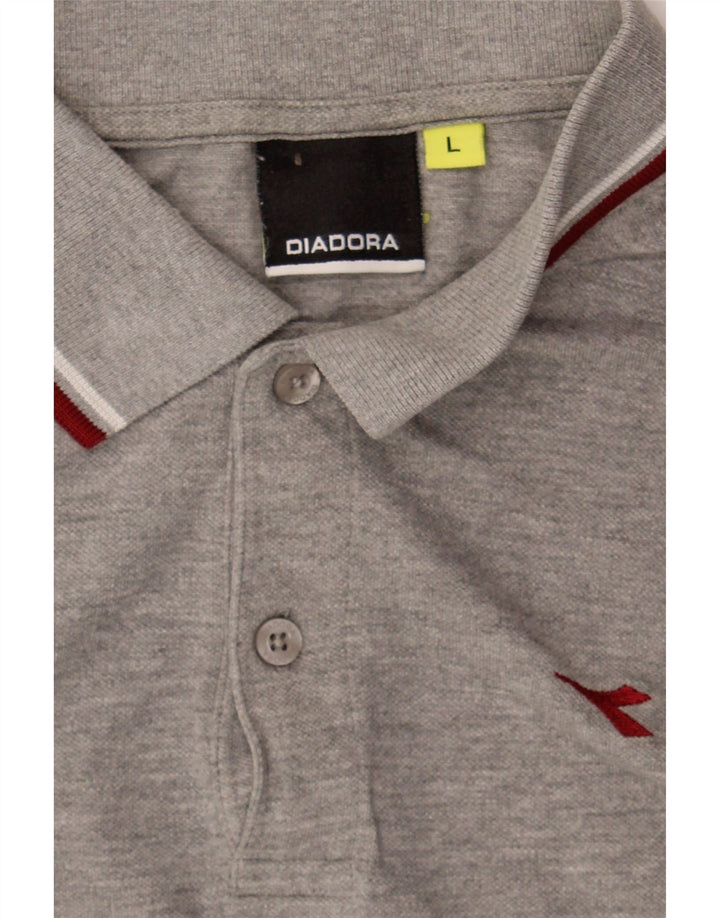 DIADORA Mens Polo Shirt Large Grey Vintage Diadora and Second-Hand Diadora from Messina Hembry 