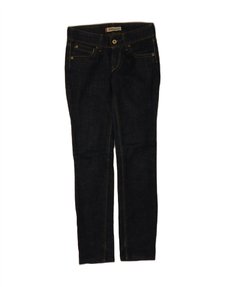 LEVI'S Womens 570 Straight Jeans W25 L29 Navy Blue Cotton Vintage Levi's and Second-Hand Levi's from Messina Hembry 