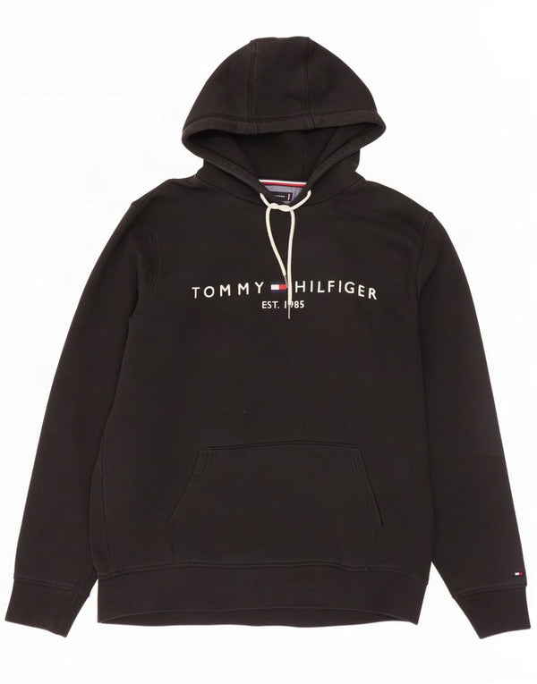Tommy Hilfiger Ανδρικό γραφικό κουκούλα Jumper XL Μαύρο βαμβακερό