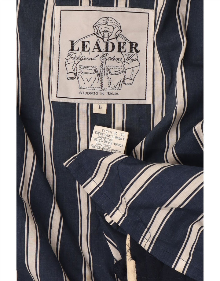 Leader Mens Bomber Jacket UK 40 Large Navy Blue Polyester