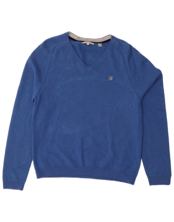 Ted Baker Womens V-Neck Jumper Sweater Size 5 XL Blue Wool