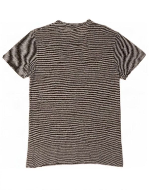 Zara Ανδρικό T-Shirt Top Μικρό Λευκό Ριγέ λινό