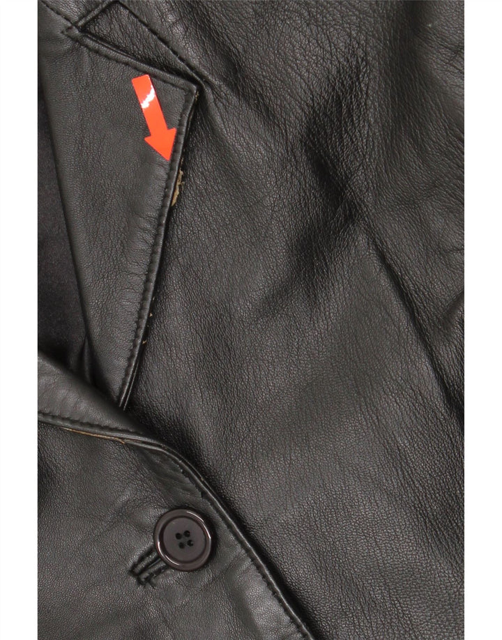 SASHA Womens Leather Coat UK 12 Medium  Black Leather Vintage Sasha and Second-Hand Sasha from Messina Hembry 