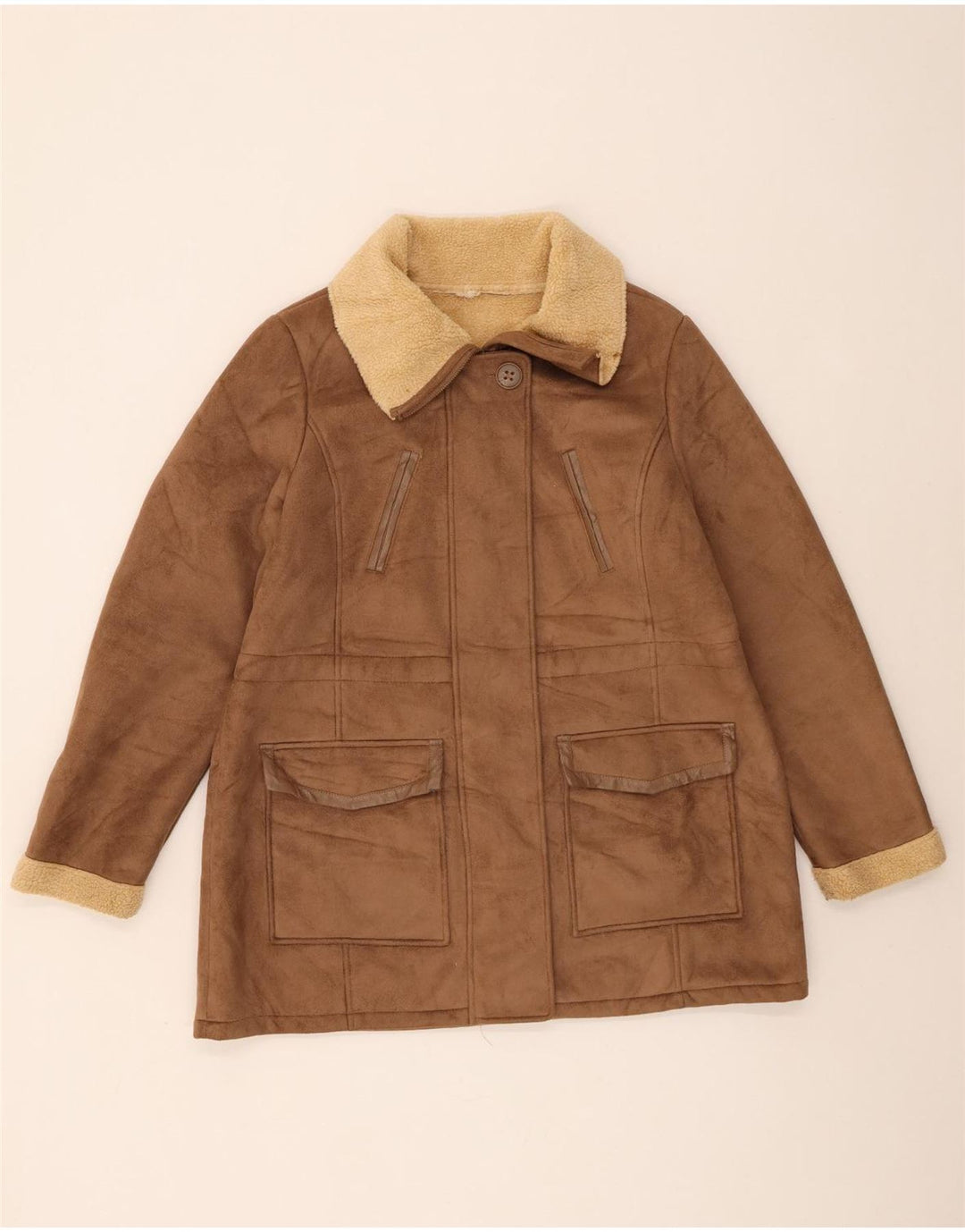 Marks & Spencer Γυναικείο μπουφάν Sherpa UK 16 Large Brown Polyester