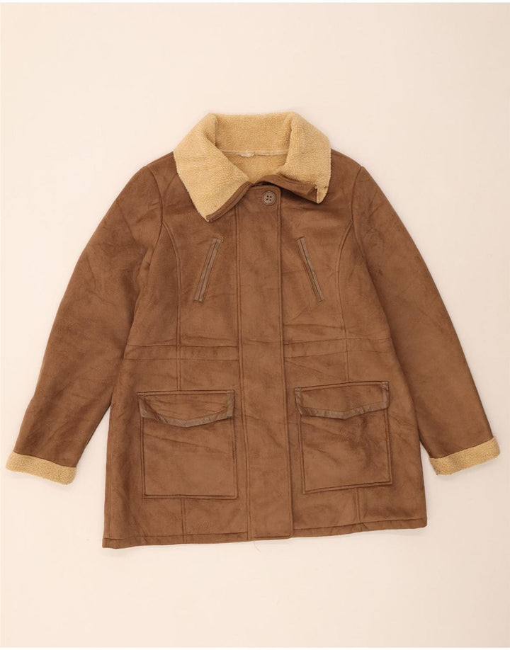 Marks & Spencer Γυναικείο μπουφάν Sherpa UK 16 Large Brown Polyester