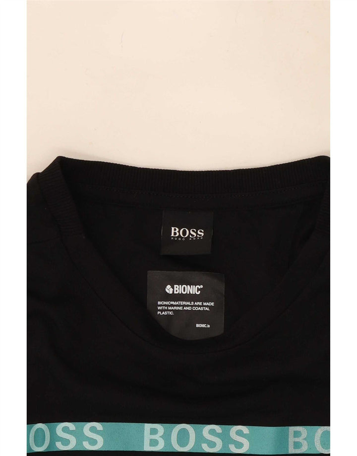 Ανδρικό γραφικό T-Shirt Hugo Boss Top Μικρό μαύρο βαμβακερό