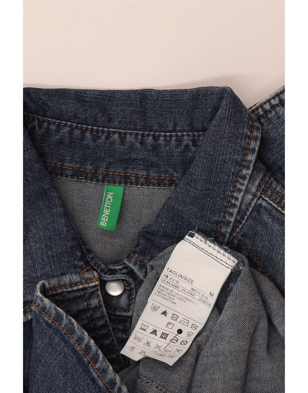 Γυναικείο τζιν πουκάμισο Benetton UK 12 μεσαίο μπλε βαμβακερό