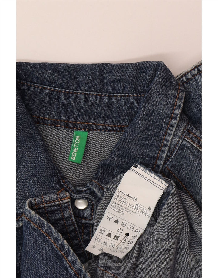 Γυναικείο τζιν πουκάμισο Benetton UK 12 μεσαίο μπλε βαμβακερό