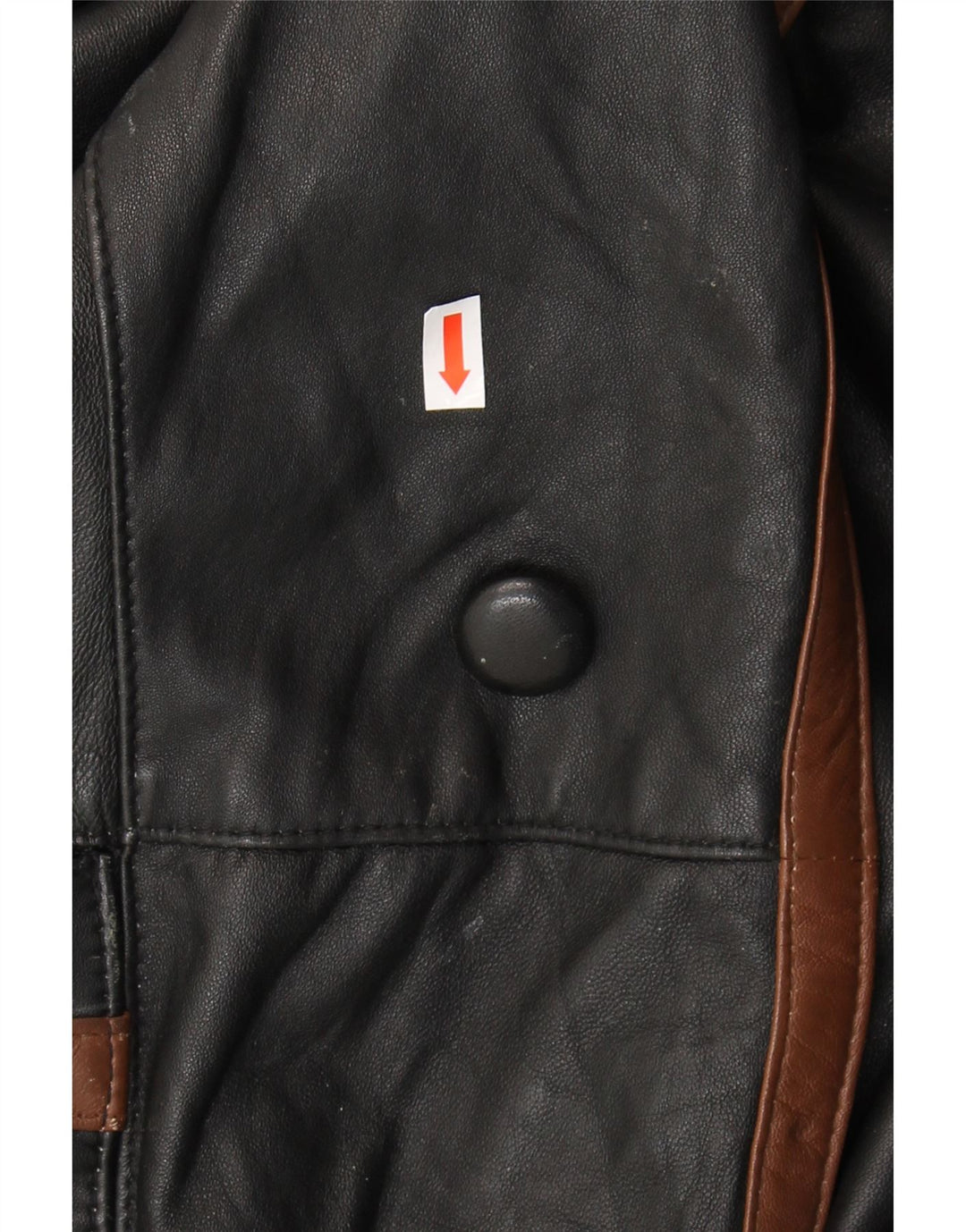 VINTAGE Ανδρικό Δερμάτινο Παλτό UK 40 Large Black Colourblock