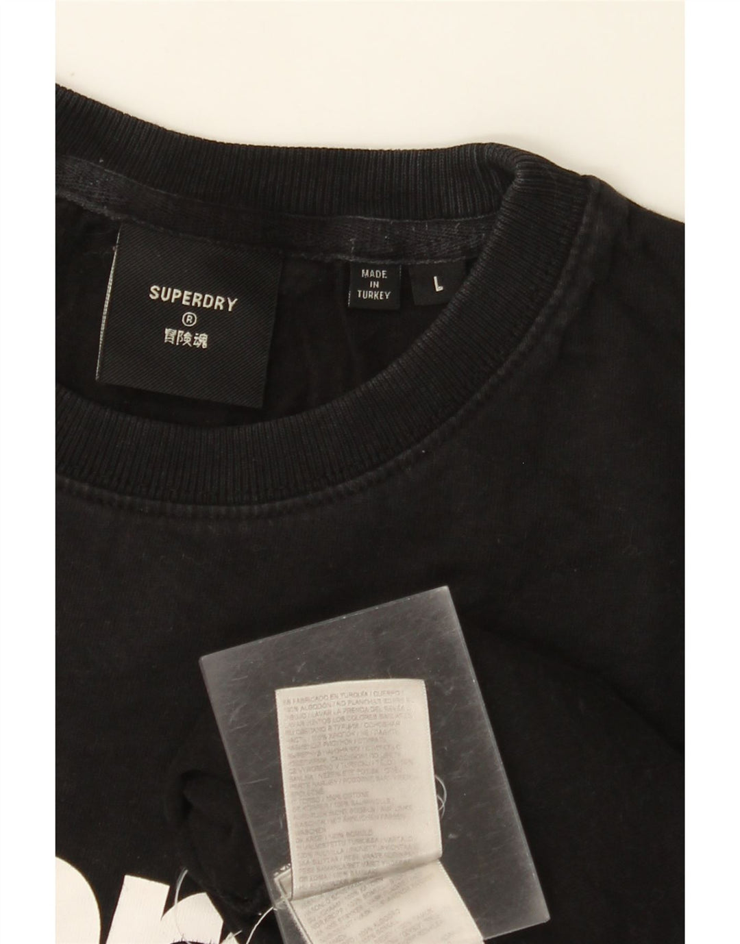 Γυναικείο γραφικό μπλουζάκι SUPERDRY Top UK 16 μεγάλο μαύρο βαμβακερό