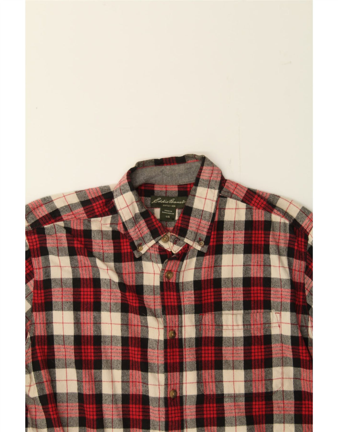 EDDIE BAUER Mens Seattle Flannel Shirt Large Red Check Cotton Vintage Eddie Bauer and Second-Hand Eddie Bauer from Messina Hembry 