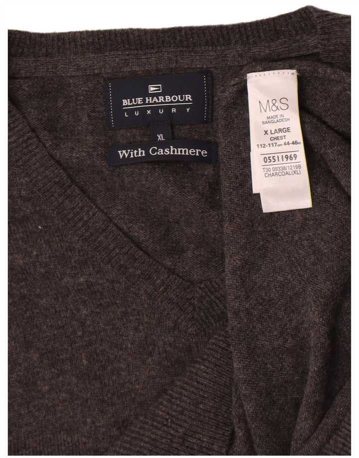 Ανδρικό πουλόβερ Marks & Spencer Blue Harbor με V-Neck Jumper XL Γκρι μαλλί