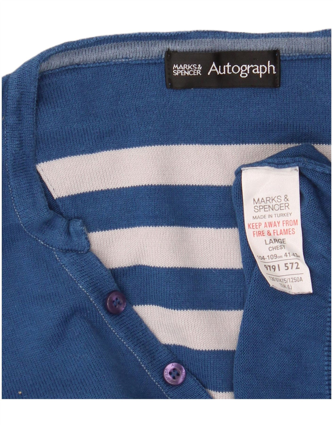 Ανδρικό πουλόβερ Marks & Spencer Autograph V-Neck Jumper Large Blue