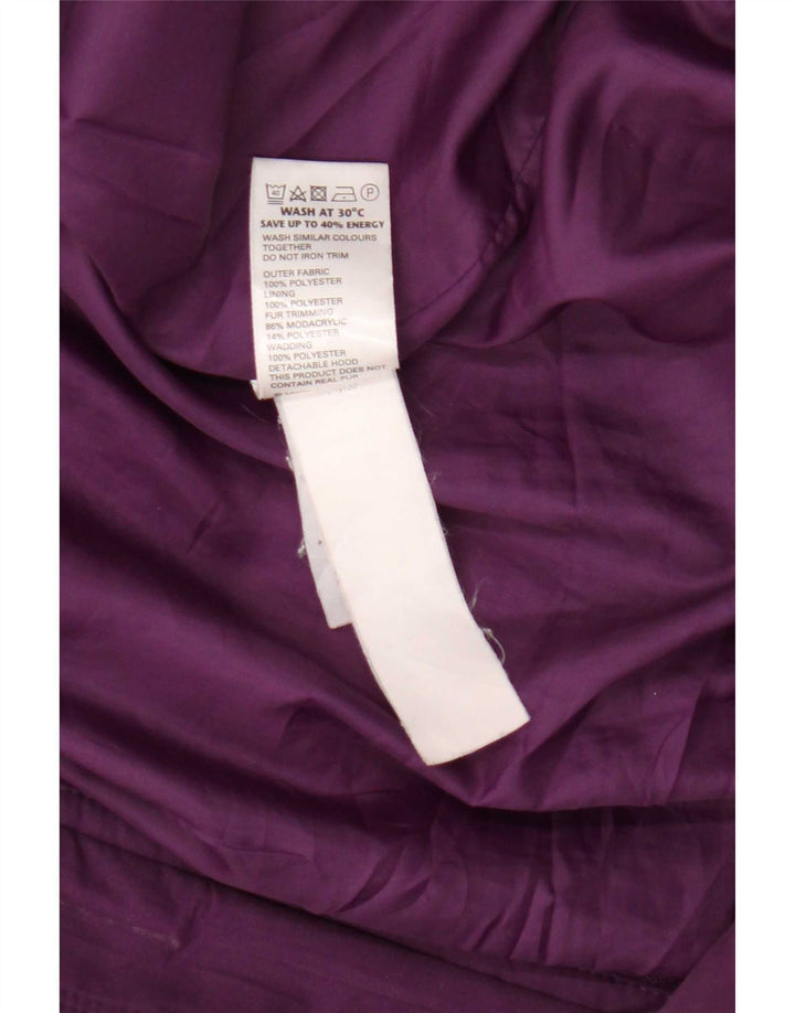 Marks & Spencer Womens Hooded Parka Jacket UK 20 2XL Purple Polyester