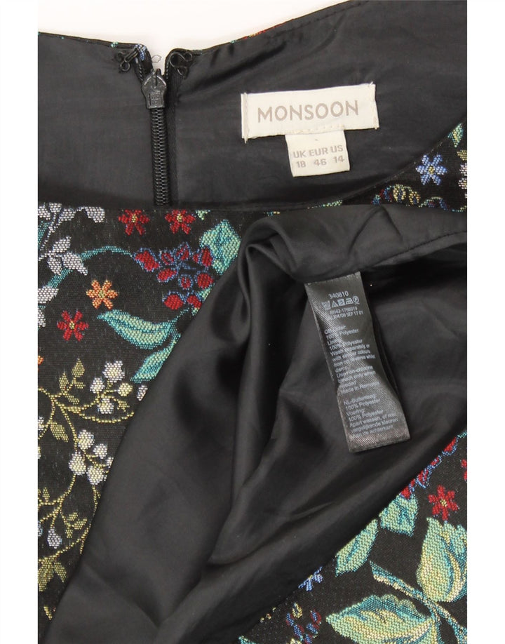 Γυναικείο φόρεμα με θήκη Monsoon UK 18 XL Μαύρο φλοράλ πολυεστέρας